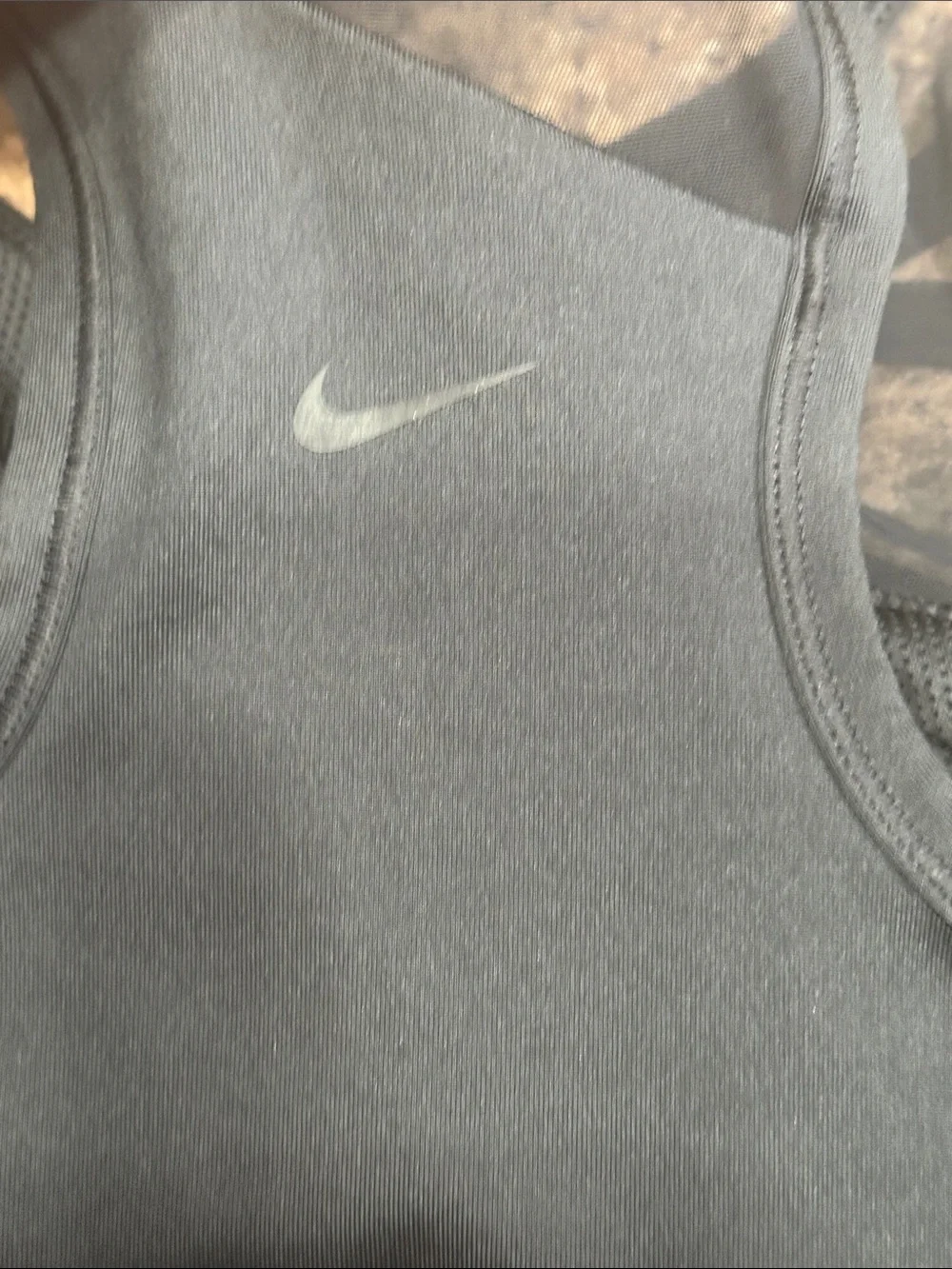 NWT Nike Black High Neck Strappy Sports Bra Large Mesh Panels